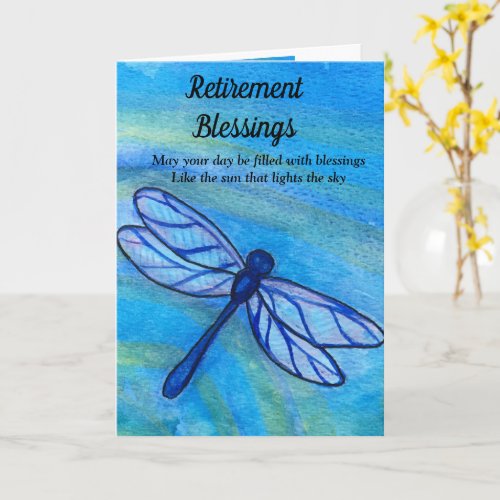 Irish Blessing Blue Dragonfy Courage Retirement Card