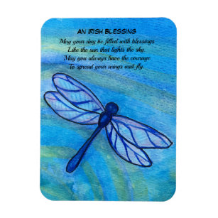 Irish Blessing Brave Blue Dragonfly Inspirational Magnet