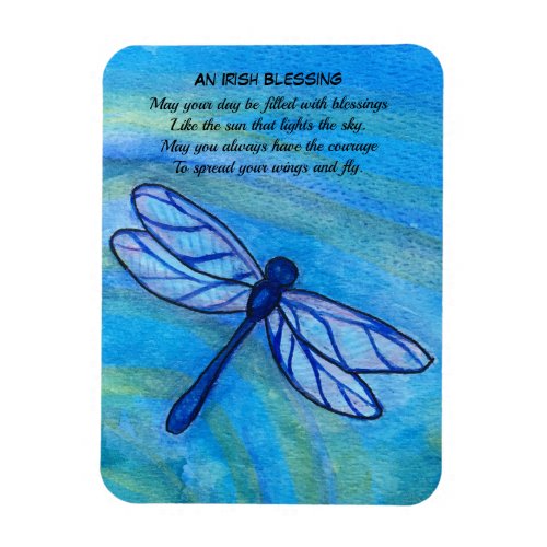 Irish Blessing Brave Blue Dragonfly Inspirational Magnet