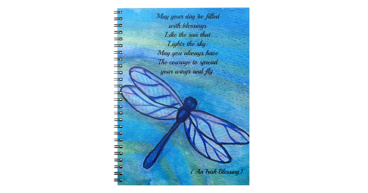 Personalized Notebook, Dragonflies and Flowers Sketchbook, Coil