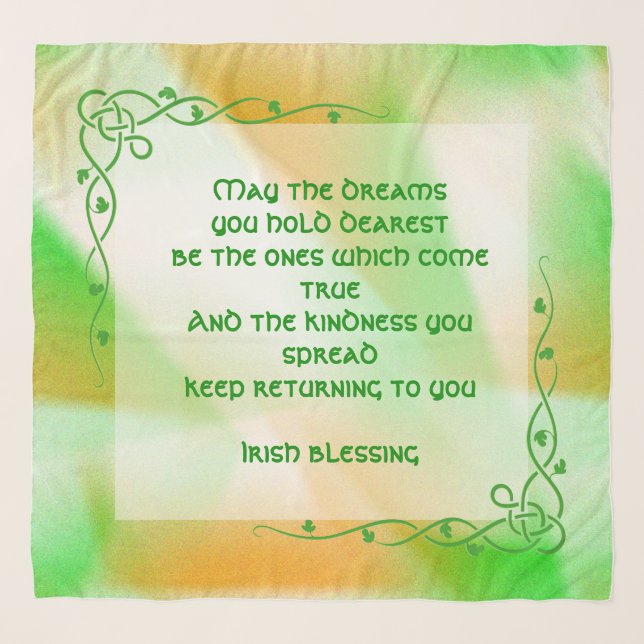 Irish Blessing Celtic Braids Abstract BG (#1) Scarf (Front)
