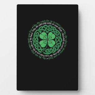 Irish Blessing, Celtic Knot & 4-Leaf Clover Luck V Plaque