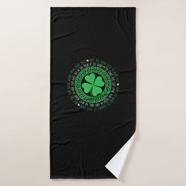 Irish Blessing Celtic Knot 4 Leaf Clover - St. Pat Bath Towel (Bath Towel)