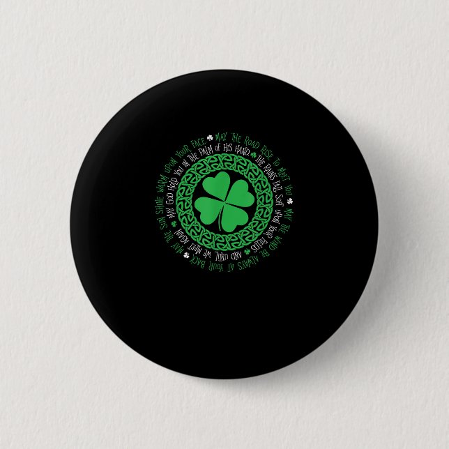 Irish Blessing Celtic Knot 4 Leaf Clover - St. Pat Button (Front)