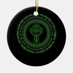 Irish Blessing Celtic Knot 4 Leaf Clover - St. Pat Ceramic Ornament