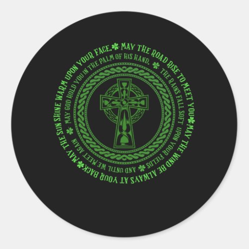 Irish Blessing Celtic Knot 4 Leaf Clover _ St Pat Classic Round Sticker