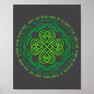 Irish Blessing Celtic Knot & 4-leaf Clover Luc Poster