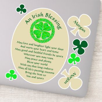 Irish Blessing Celtic Shamrock 7 Vinyl Decals by TheArtOfVikki at Zazzle