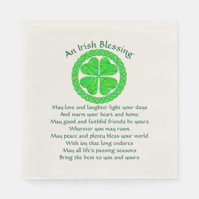 Irish Blessing Celtic Shamrock Party Medium Paper Napkins (Front)