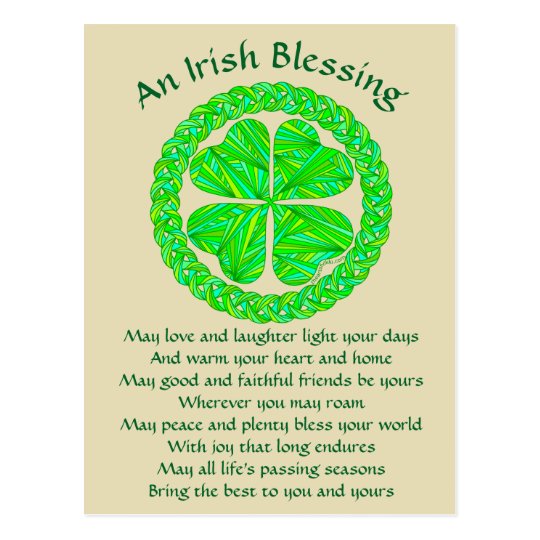 Irish Blessing Celtic Shamrock Postcard | Zazzle.com