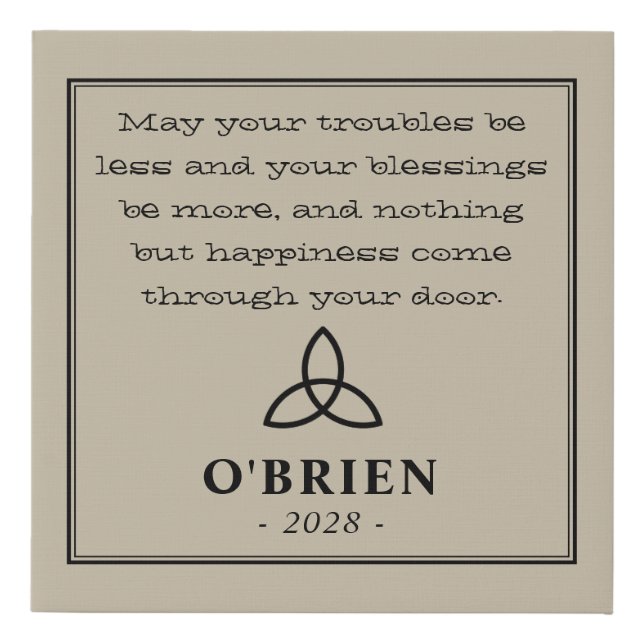 Irish Blessing Celtic Trinity Wedding Knot Faux Canvas Print (Front)