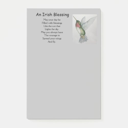 Irish Blessing Courage Inspiration Hummingbird Post_it Notes