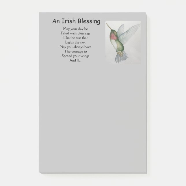 Irish Blessing Courage Inspiration Hummingbird Post-it Notes (Front)