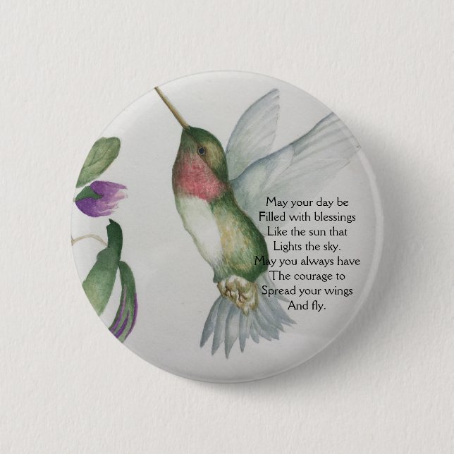 Irish Blessing Courage Pretty Bird Garden Button (Front)