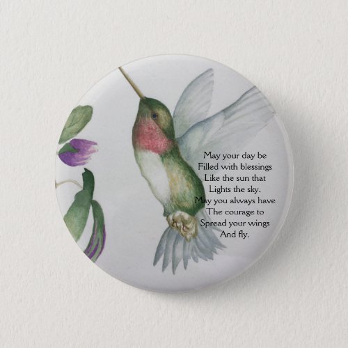 Irish Blessing Courage Pretty Bird Garden Button