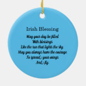 Irish Blessing Dragonfly Quote Ceramic Ornament (Back)