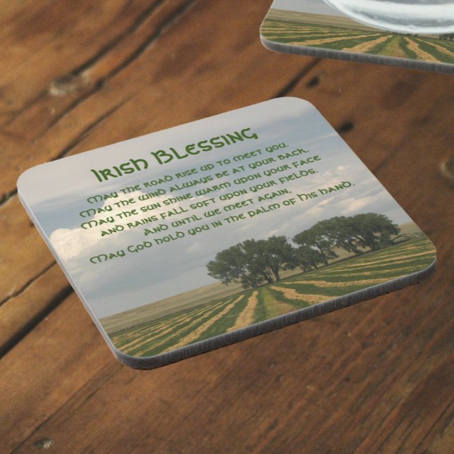 Irish Blessing Farmland Landscape Beverage Coaster (In Situ Angled)