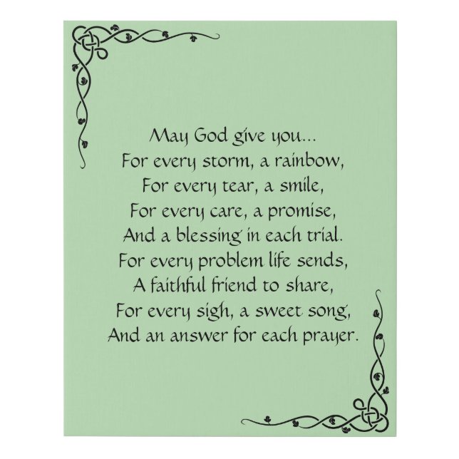 Irish Blessing Faux Canvas Print (Front)