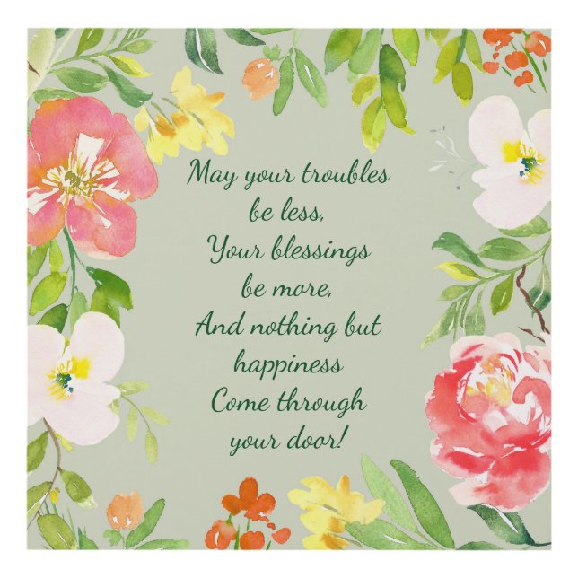 Irish Blessing Floral Frame Panel Wall Art (Front)