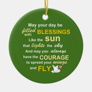 Irish Blessing for Courage - Typography in green Ceramic Ornament