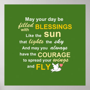 Irish Blessing for Courage - Typography in green Poster