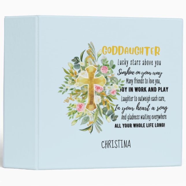 Irish Blessing For GODDAUGHTER - Personalized Gift 3 Ring Binder (Front/Spine)
