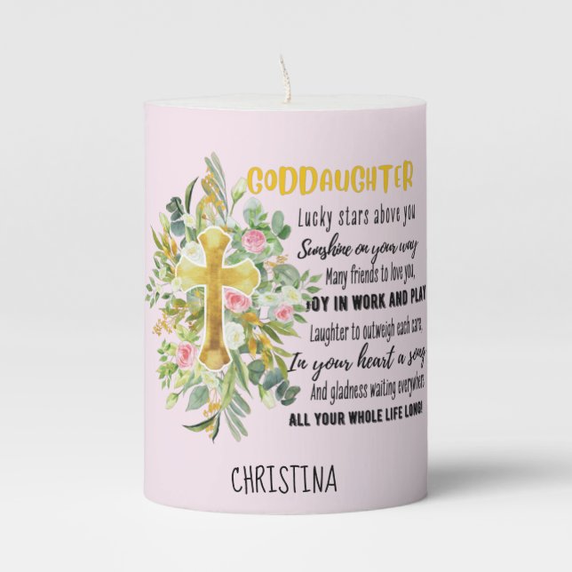 Irish Blessing For GODDAUGHTER - Personalized Gift Pillar Candle (Front)