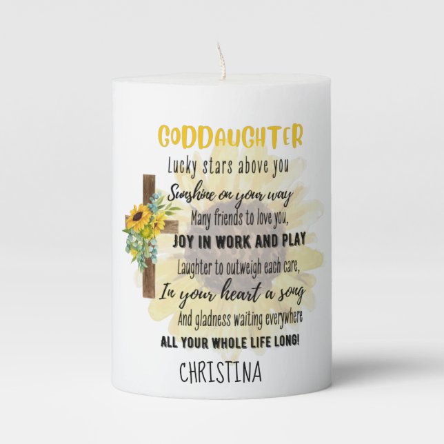 Irish Blessing For GODDAUGHTER - Personalized Gift Pillar Candle (Front)