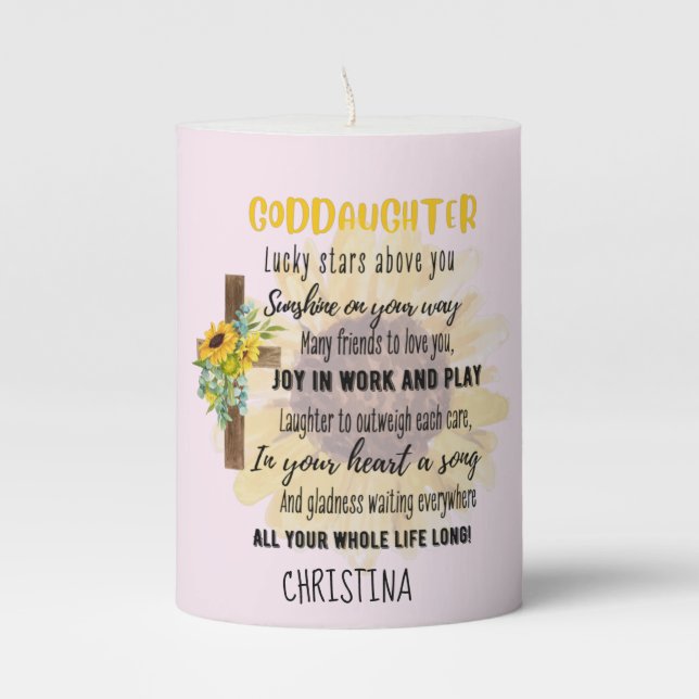 Irish Blessing For GODDAUGHTER - Personalized Gift Pillar Candle (Front)