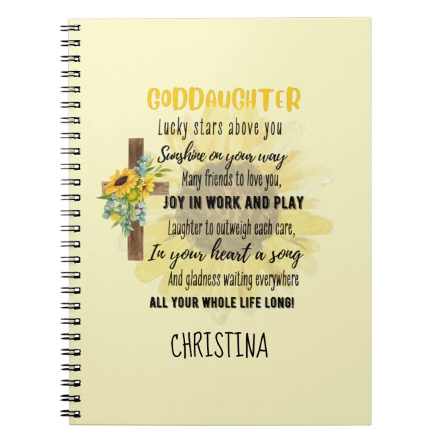 Irish Blessing for Goddaughter Teen or Child Named Notebook (Front)