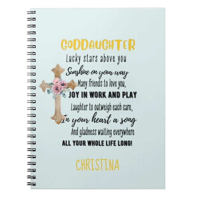 Irish Blessing for Goddaughter Teen or Child Named Notebook (Front)