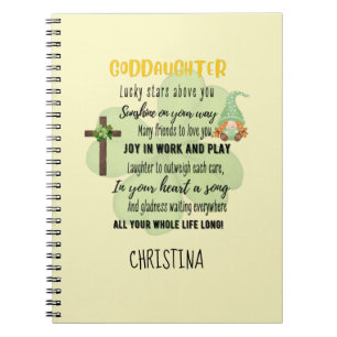 Irish Blessing for Goddaughter Teen or Child Named Notebook