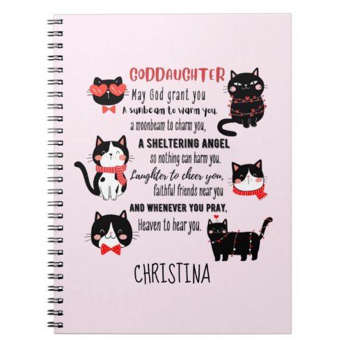 Irish Blessing for Teenage Goddaughter Cute Cats   Notebook