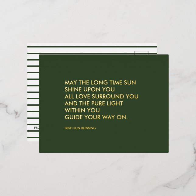 Irish Blessing Gold Foil Holiday Postcard (Front/Back)