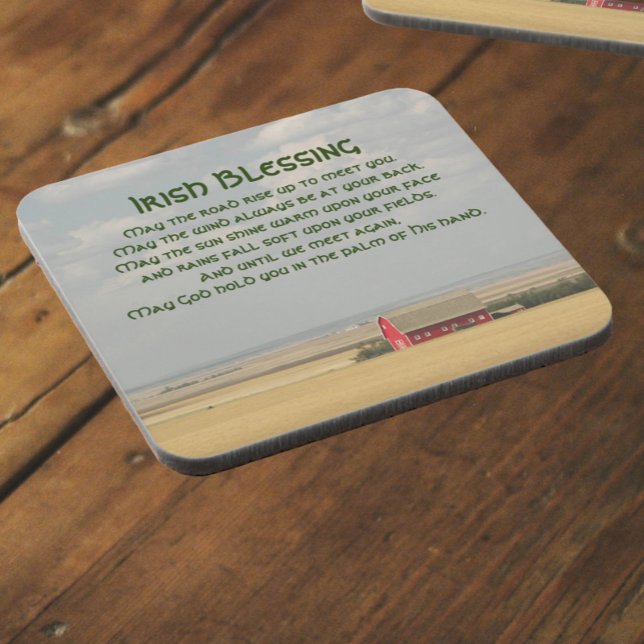 Irish Blessing Golden Wheat Fields Beverage Coaster (In Situ Angled)
