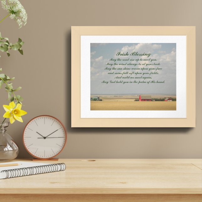 Irish Blessing Golden Wheat Fields Framed Art (Table Top)