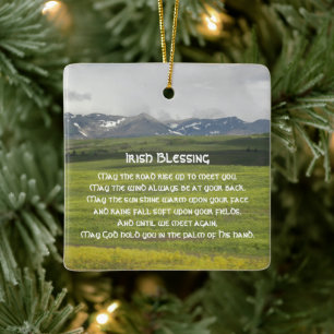 Irish Blessing Green Valley Landscape Ceramic Ornament