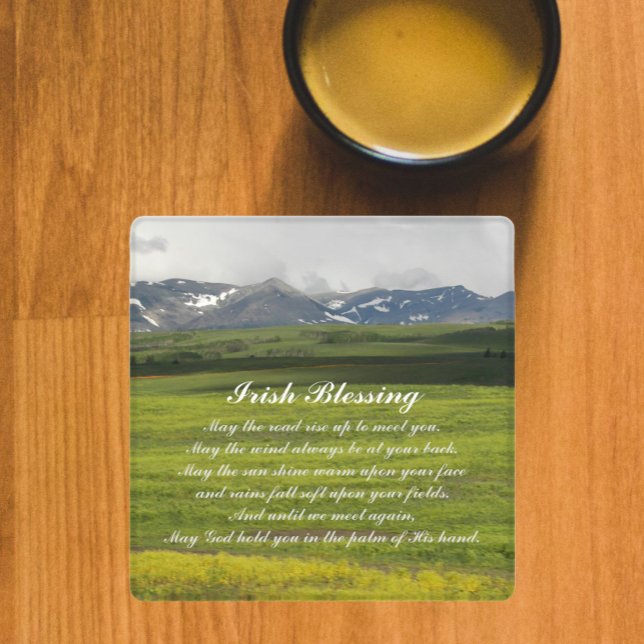 Irish Blessing Green Valley Landscape Coaster Set (In Situ Mug)