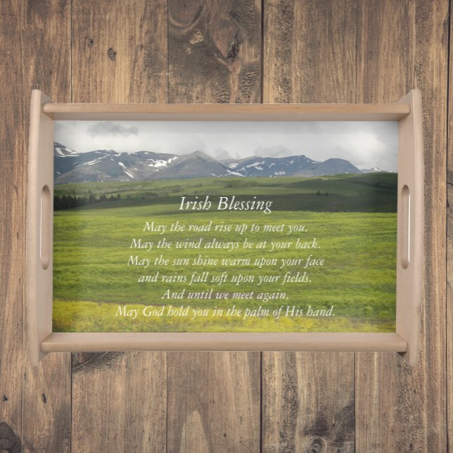 Irish Blessing Green Valley Landscape Serving Tray (In Situ)