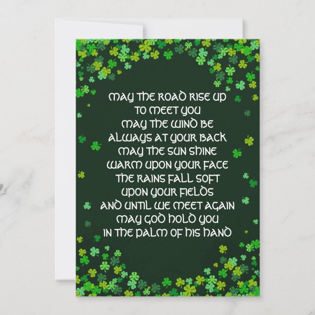 Irish Blessing Greeting Card - Shamrock Design (Front)