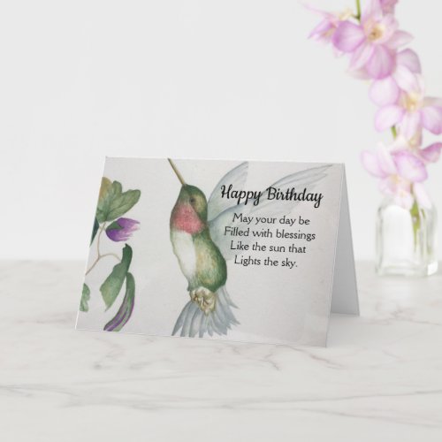 Irish Blessing Happy Birthday Courage Hummingbird Card