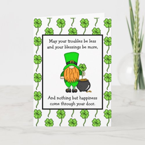 Irish Blessing  Happy St Patricks Day   Gnome Card