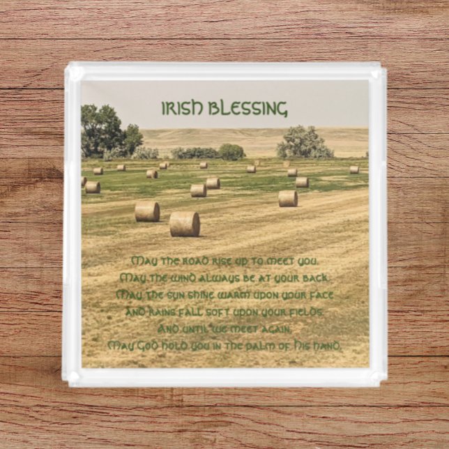Irish Blessing Hay Bales in a Field Acrylic Tray (In Situ)