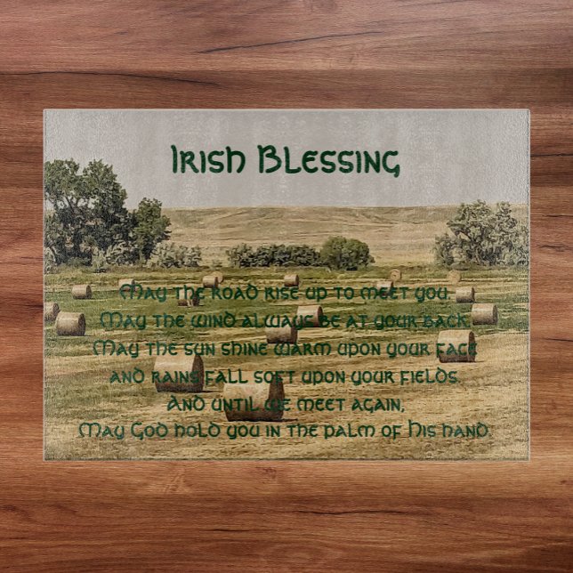 Irish Blessing Hay Bales in Field Cutting Board (In Situ)