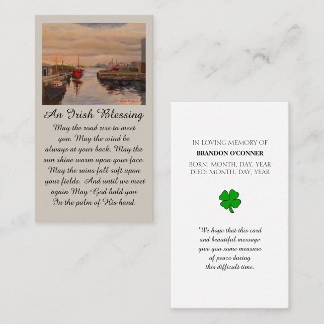 Irish Blessing Heartfelt Condolences  Business Card (Front/Back)
