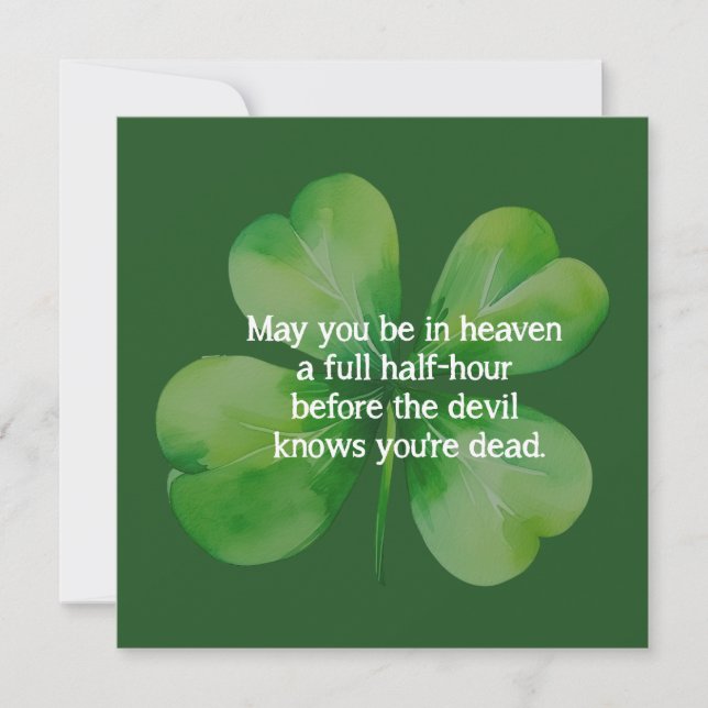 Irish Blessing Heaven Half Hour Before Devil Knows Card (Front)