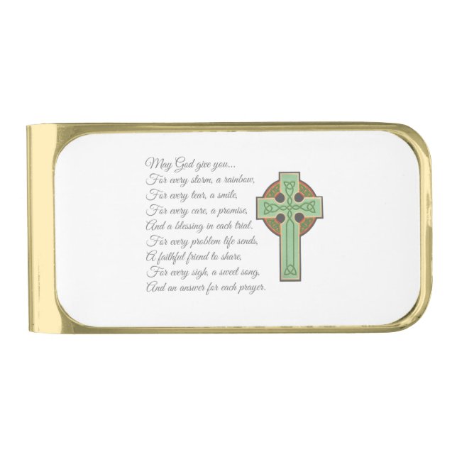 Irish Blessing II Gold Finish Money Clip (Front)