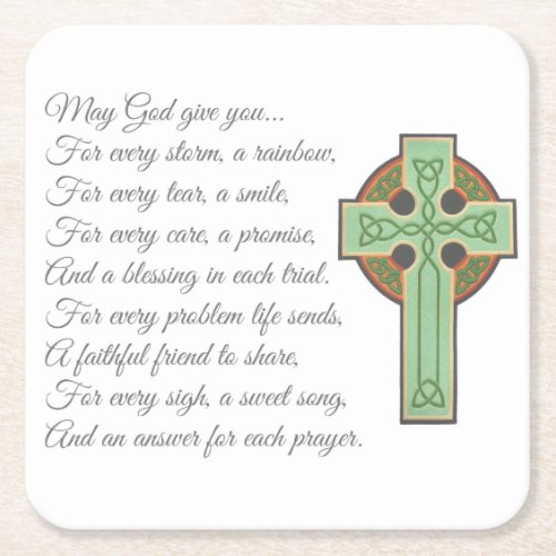 Irish Blessing II Square Paper Coaster