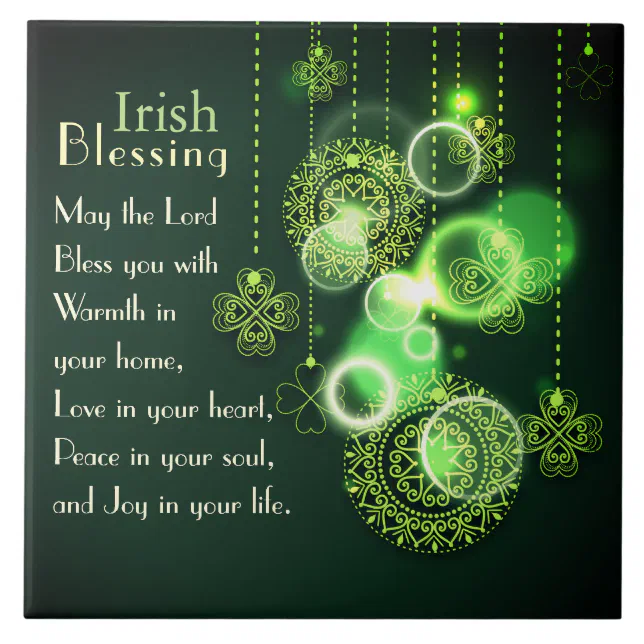 Irish Blessing Love In Your Heart, Shamrock Design Ceramic Tile 