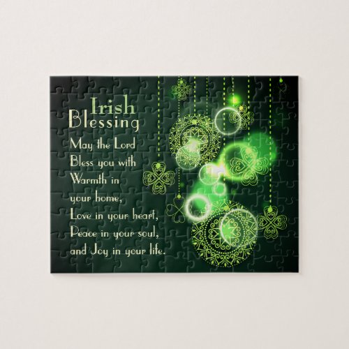 Irish Blessing Love in your heart Shamrock Design Jigsaw Puzzle